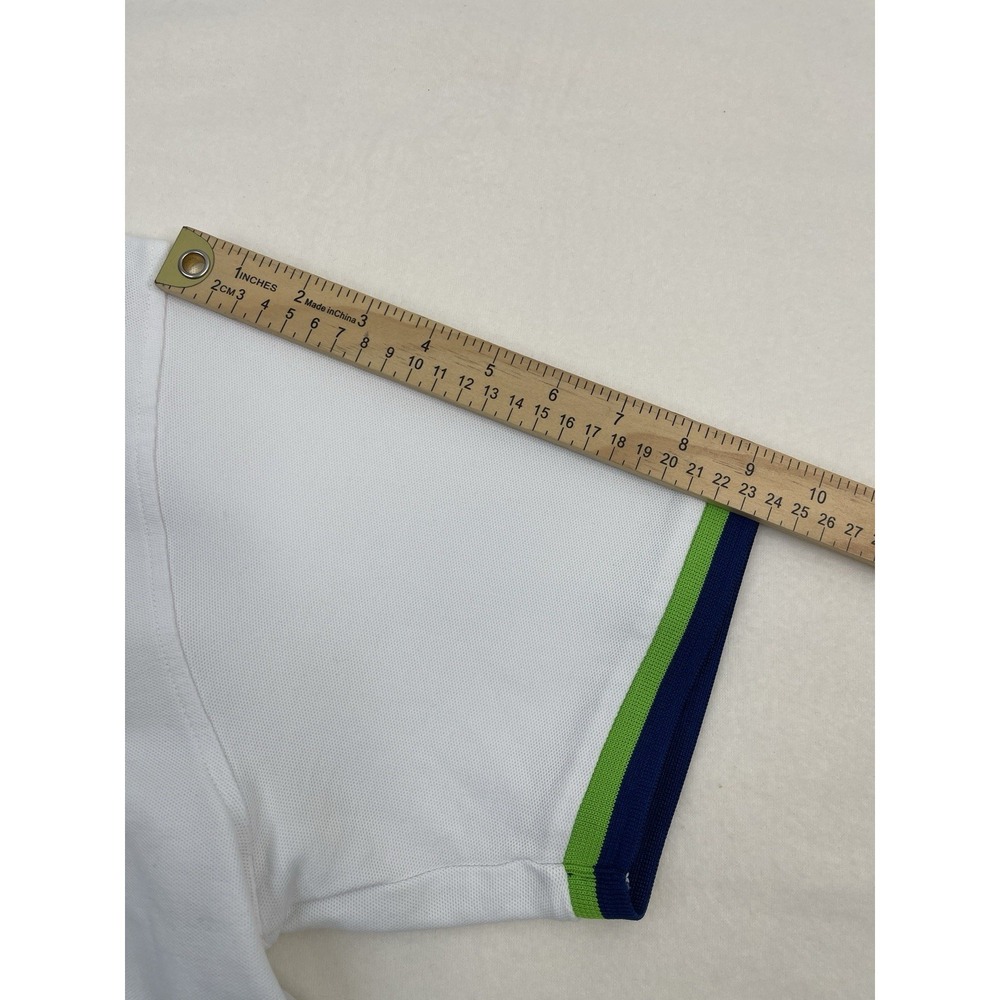 Psycho Bunny Jayden Stripe Sport Polo White/Navy/Green Men's Shirt Pima Cotton 7 - Picture 4 of 7